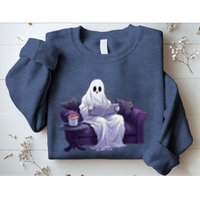 Halloween Scary Ghost Reading Book Sofa Book Worm  Wo Sweatshirt