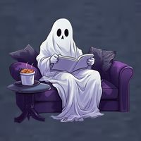 Halloween Scary Ghost Reading Book Sofa Book Worm  Wo Sweatshirt