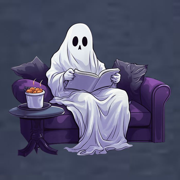 Halloween Scary Ghost Reading Book Sofa Book Worm  Wo Sweatshirt