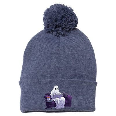 Halloween Scary Ghost Reading Book Sofa Book Worm  Wo Pom Pom 12in Knit Beanie
