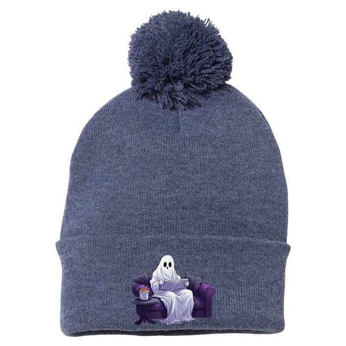 Halloween Scary Ghost Reading Book Sofa Book Worm  Wo Pom Pom 12in Knit Beanie