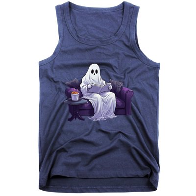 Halloween Scary Ghost Reading Book Sofa Book Worm  Wo Tank Top