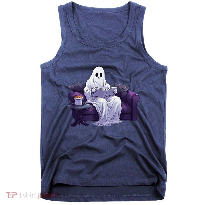 Halloween Scary Ghost Reading Book Sofa Book Worm  Wo Tank Top