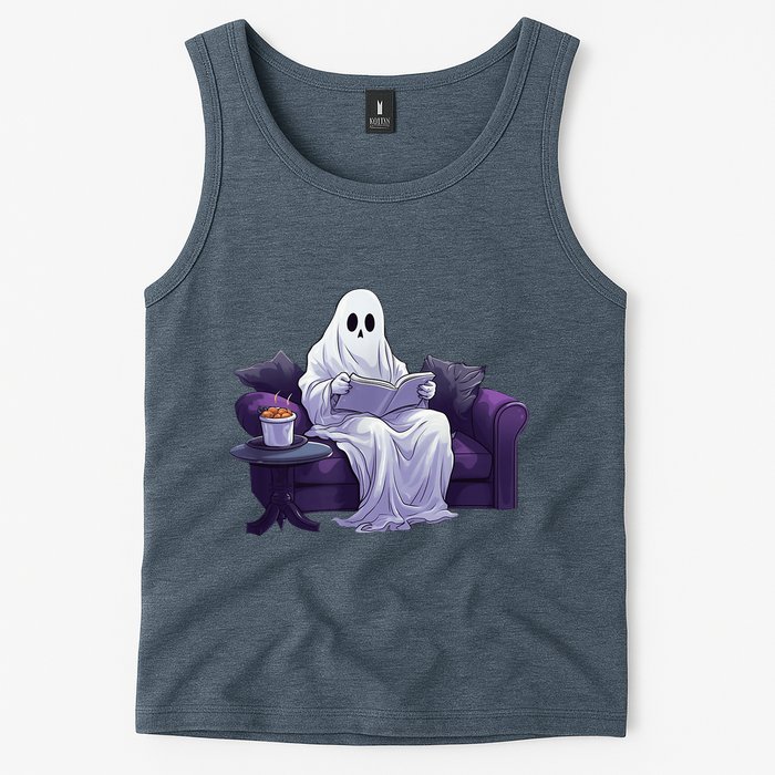 Halloween Scary Ghost Reading Book Sofa Book Worm  Wo Tank Top