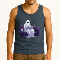 Halloween Scary Ghost Reading Book Sofa Book Worm  Wo Tank Top