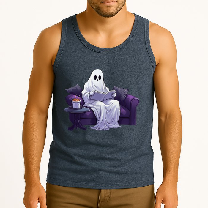 Halloween Scary Ghost Reading Book Sofa Book Worm  Wo Tank Top