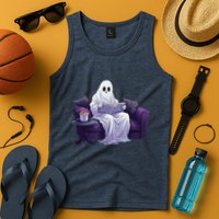 Halloween Scary Ghost Reading Book Sofa Book Worm  Wo Tank Top