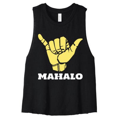 Hawaiian Shaka Gratitude Mahalo Women's Racerback Cropped Tank