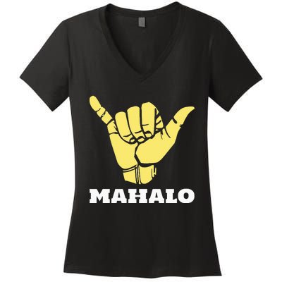 Hawaiian Shaka Gratitude Mahalo Women's V-Neck T-Shirt