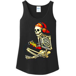 Halloween Skeleton Gamer Video Gaming Tees Ladies Essential Tank