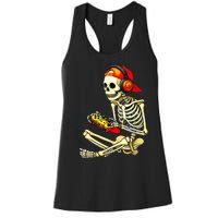 Halloween Skeleton Gamer Video Gaming Tees Women's Racerback Tank