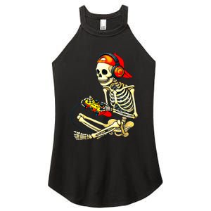 Halloween Skeleton Gamer Video Gaming Tees Women's Perfect Tri Rocker Tank