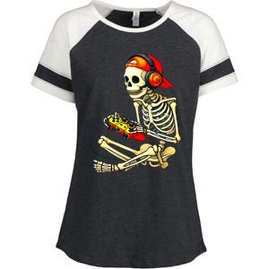 Halloween Skeleton Gamer Video Gaming Tees Enza Ladies Jersey Colorblock Tee