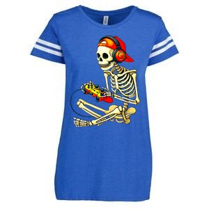 Halloween Skeleton Gamer Video Gaming Tees Enza Ladies Jersey Football T-Shirt