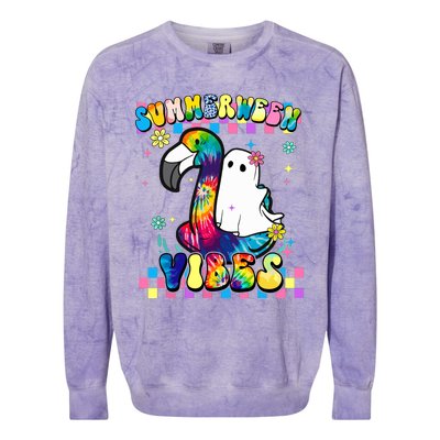 Halloween Summerween Ghost On A Pool Funny Spooky Summer Colorblast Crewneck Sweatshirt