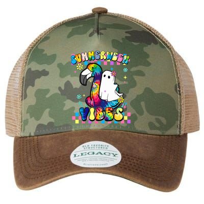 Halloween Summerween Ghost On A Pool Funny Spooky Summer Legacy Tie Dye Trucker Hat