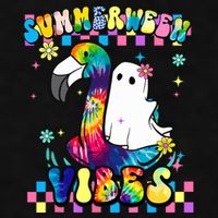 Halloween Summerween Ghost On A Pool Funny Spooky Summer Ladies PosiCharge Tri-Blend Wicking Tank