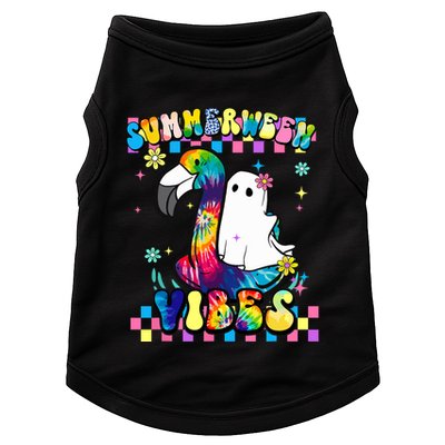 Halloween Summerween Ghost On A Pool Funny Spooky Summer Doggie Tank