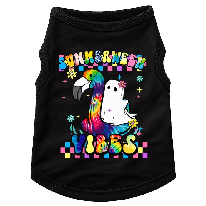 Halloween Summerween Ghost On A Pool Funny Spooky Summer Doggie Tank