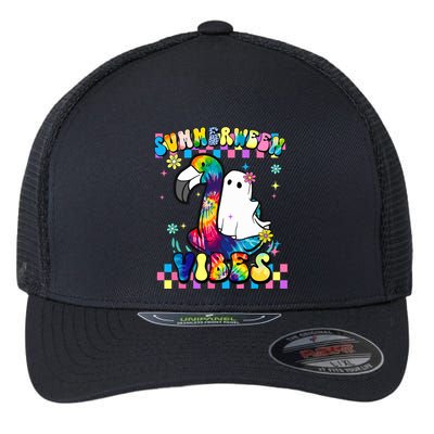 Halloween Summerween Ghost On A Pool Funny Spooky Summer Flexfit Unipanel Trucker Cap