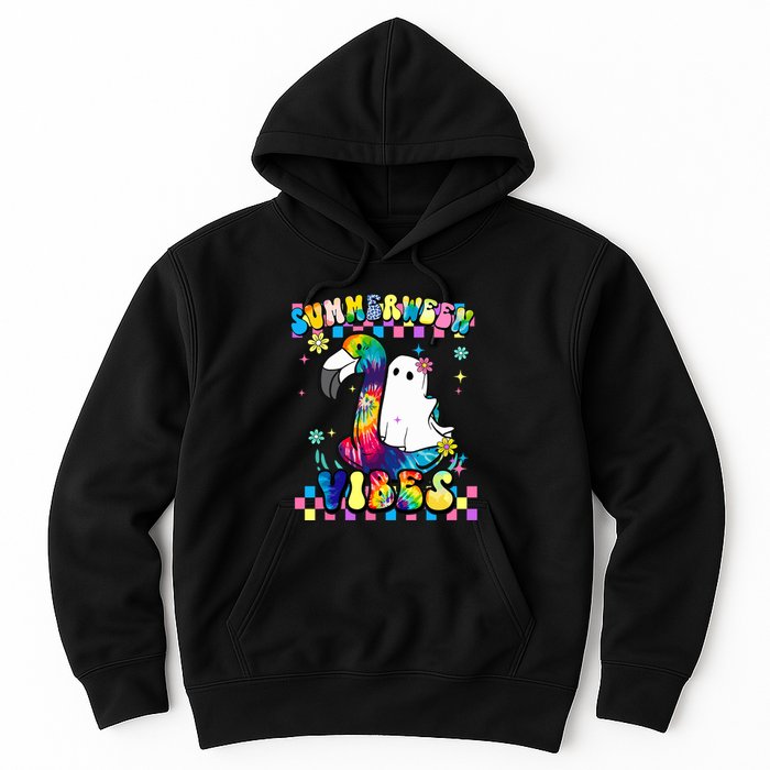 Halloween Summerween Ghost On A Pool Funny Spooky Summer Hoodie