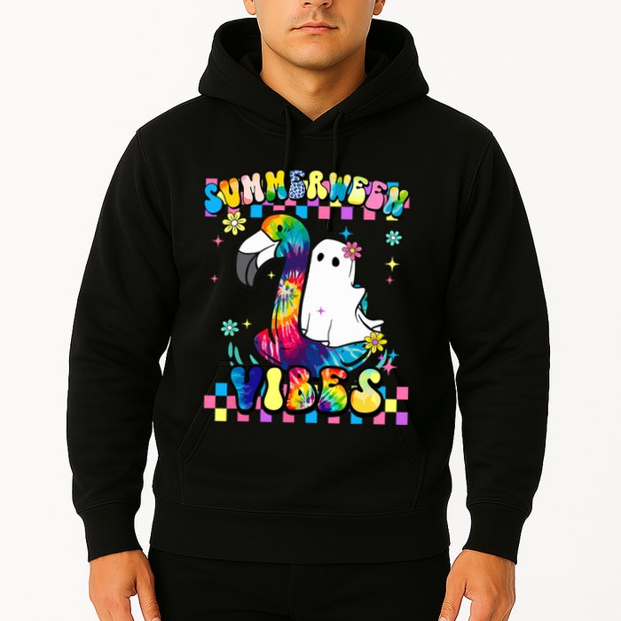 Halloween Summerween Ghost On A Pool Funny Spooky Summer Hoodie