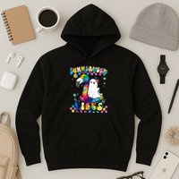 Halloween Summerween Ghost On A Pool Funny Spooky Summer Hoodie