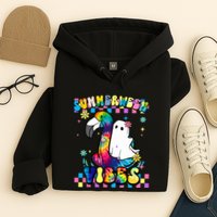 Halloween Summerween Ghost On A Pool Funny Spooky Summer Hoodie