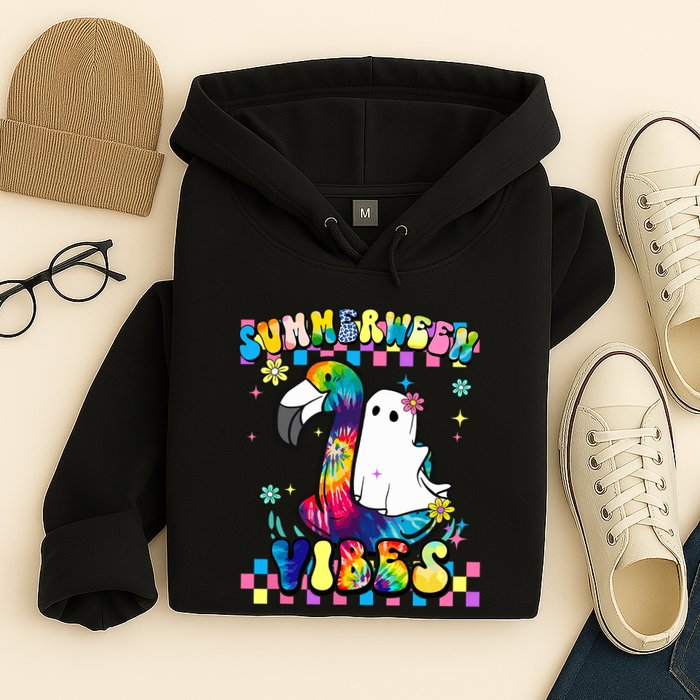 Halloween Summerween Ghost On A Pool Funny Spooky Summer Hoodie
