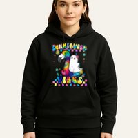 Halloween Summerween Ghost On A Pool Funny Spooky Summer Hoodie