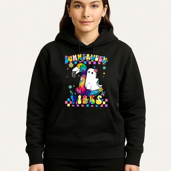 Halloween Summerween Ghost On A Pool Funny Spooky Summer Hoodie