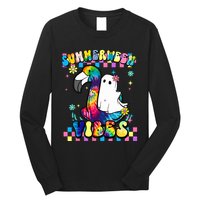 Halloween Summerween Ghost On A Pool Funny Spooky Summer Long Sleeve Shirt