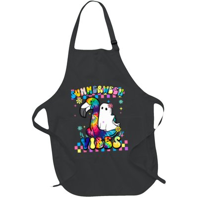 Halloween Summerween Ghost On A Pool Funny Spooky Summer Apron