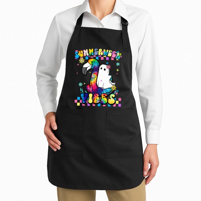 Halloween Summerween Ghost On A Pool Funny Spooky Summer Apron