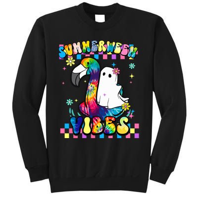 Halloween Summerween Ghost On A Pool Funny Spooky Summer Sweatshirt