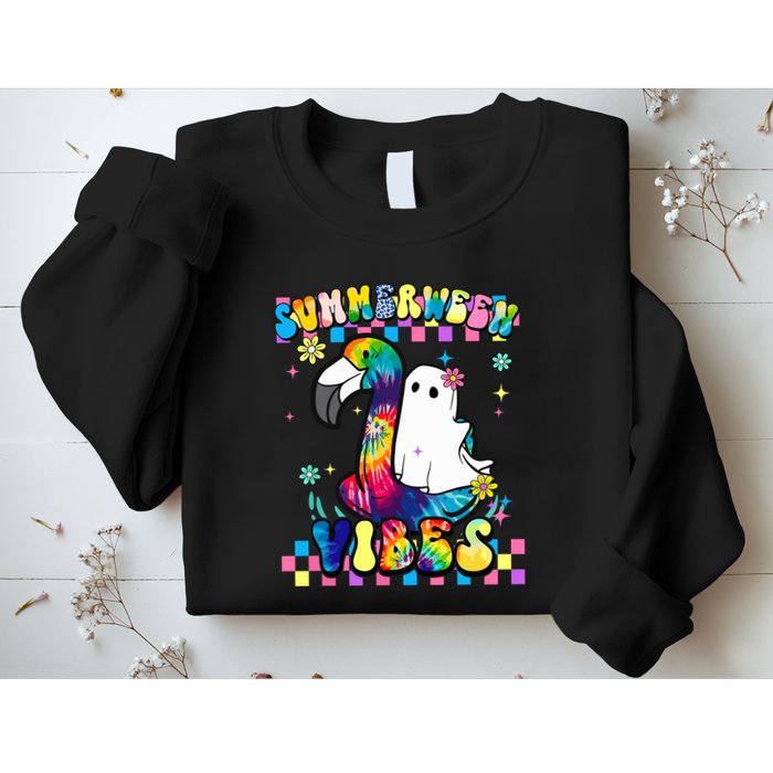 Halloween Summerween Ghost On A Pool Funny Spooky Summer Sweatshirt