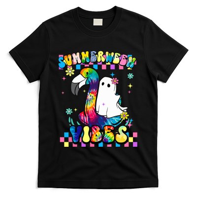 Halloween Summerween Ghost On A Pool Funny Spooky Summer T-Shirt