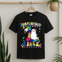 Halloween Summerween Ghost On A Pool Funny Spooky Summer T-Shirt