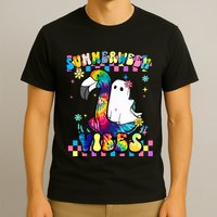 Halloween Summerween Ghost On A Pool Funny Spooky Summer T-Shirt