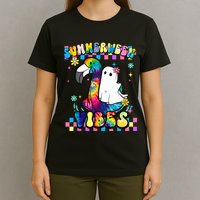 Halloween Summerween Ghost On A Pool Funny Spooky Summer T-Shirt