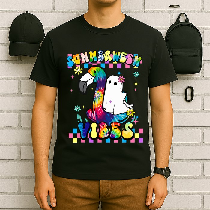 Halloween Summerween Ghost On A Pool Funny Spooky Summer T-Shirt