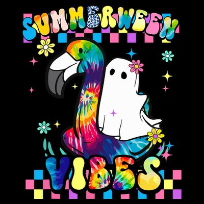 Halloween Summerween Ghost On A Pool Funny Spooky Summer T-Shirt