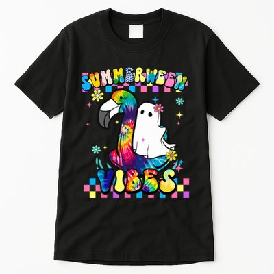 Halloween Summerween Ghost On A Pool Funny Spooky Summer Tall T-Shirt