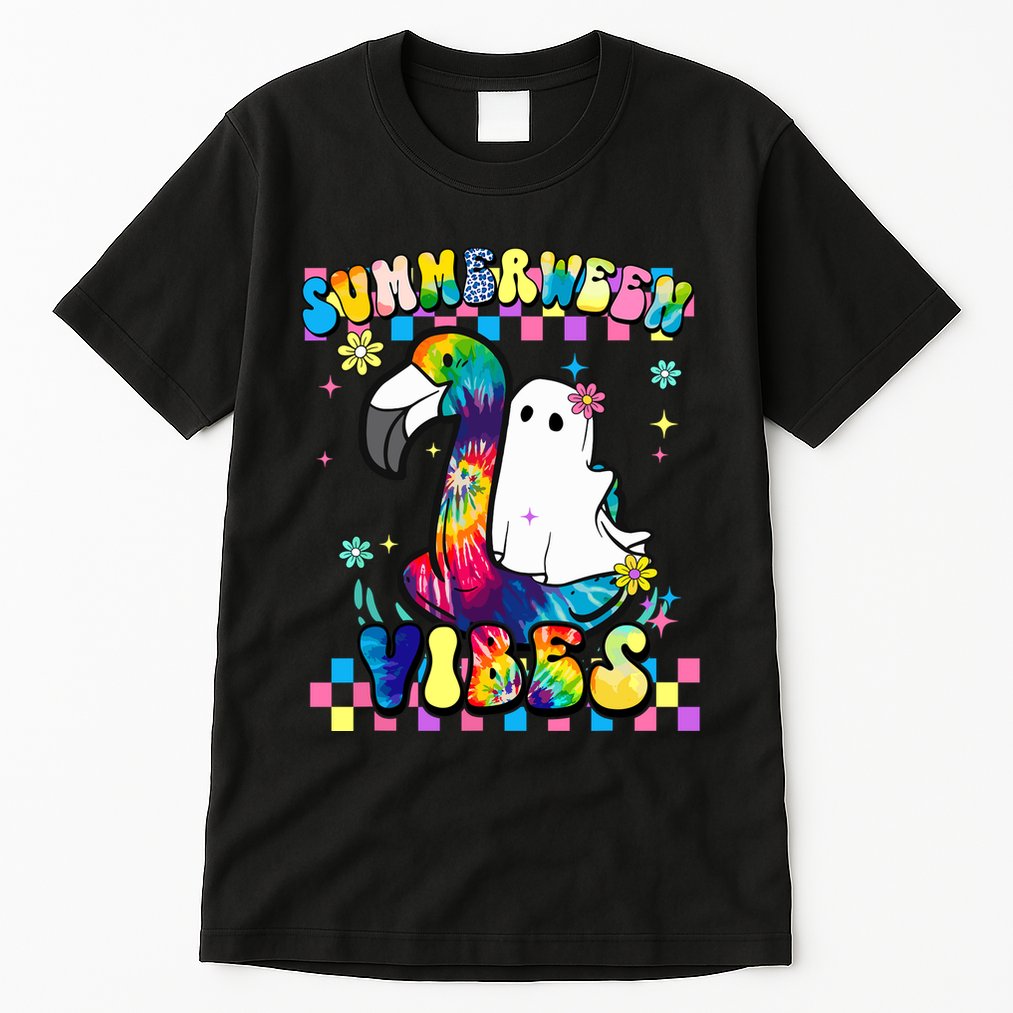 Halloween Summerween Ghost On A Pool Funny Spooky Summer Tall T-Shirt