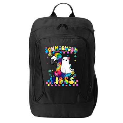 Halloween Summerween Ghost On A Pool Funny Spooky Summer City Backpack