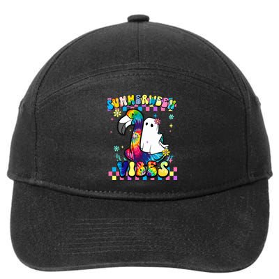 Halloween Summerween Ghost On A Pool Funny Spooky Summer 7-Panel Snapback Hat