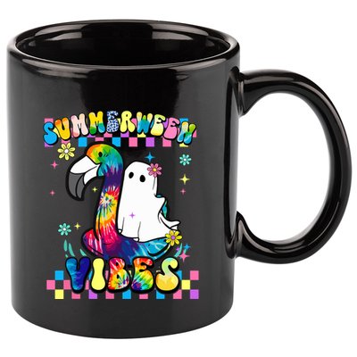 Halloween Summerween Ghost On A Pool Funny Spooky Summer 11oz C Handle Ceramic Mug
