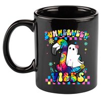 Halloween Summerween Ghost On A Pool Funny Spooky Summer 11oz C Handle Ceramic Mug