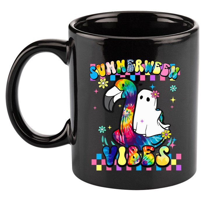 Halloween Summerween Ghost On A Pool Funny Spooky Summer 11oz C Handle Ceramic Mug