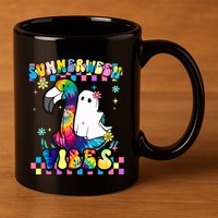 Halloween Summerween Ghost On A Pool Funny Spooky Summer 11oz C Handle Ceramic Mug